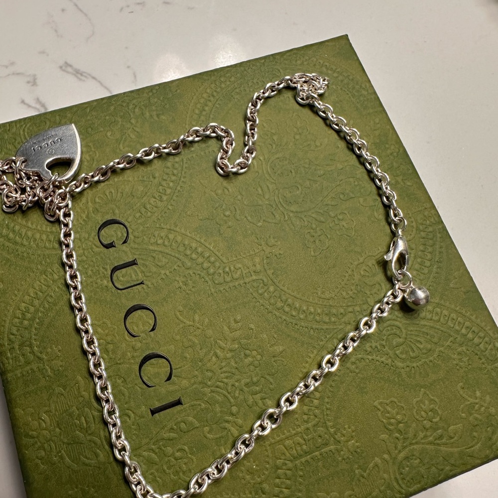 Gucci Silver Chain Necklace with Charm